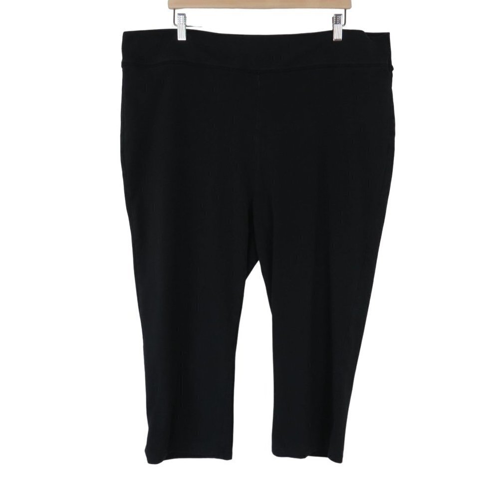 LOGO Women's Plus Size Black Elastic Waist Pull-on Cropped Stretch Pants 2X